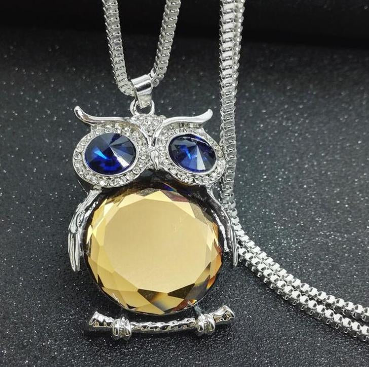 Owl crystal necklace sweater chain #N057-N061