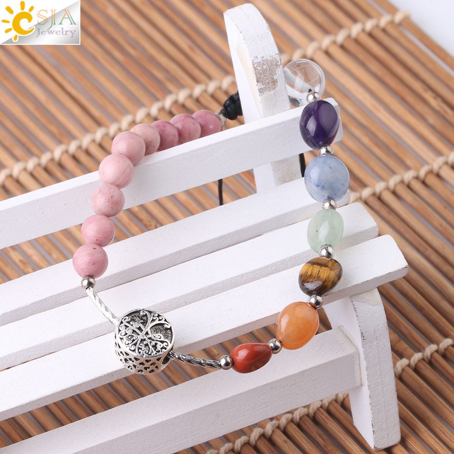 natural crystal stone bracelet w #B034