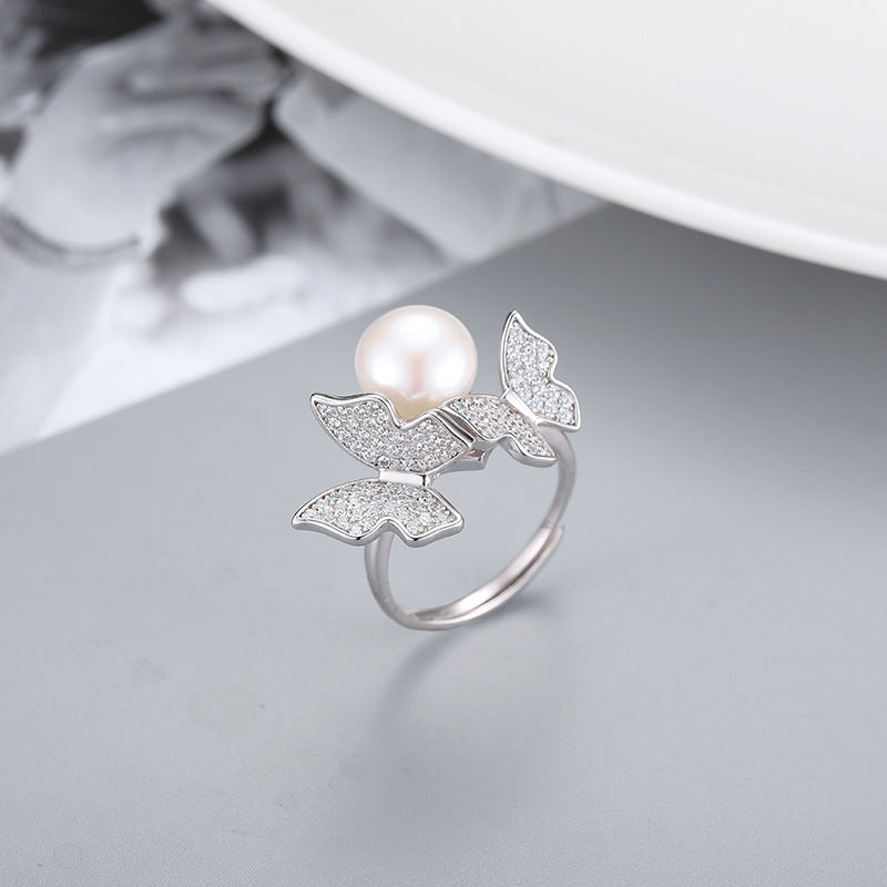 S925 sterling silver ring  setting (default no pearl) wsr154-162