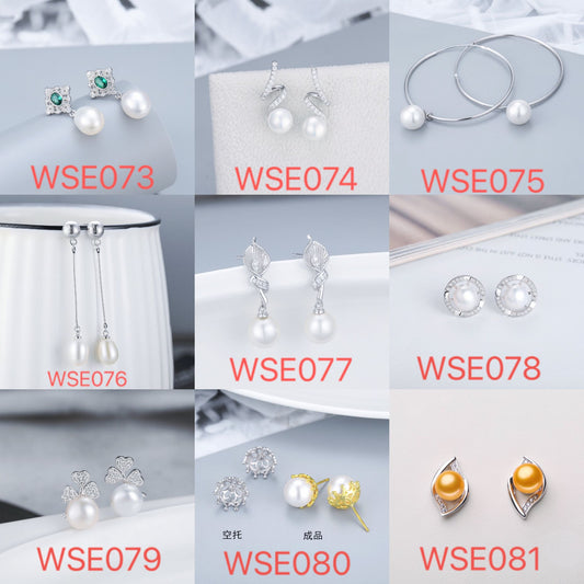 S925 sterling silver earring  setting (default no pearl)wse073-081