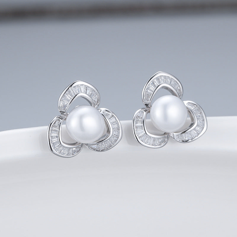 S925 sterling silver earring  setting (default no pearl) wse199-203