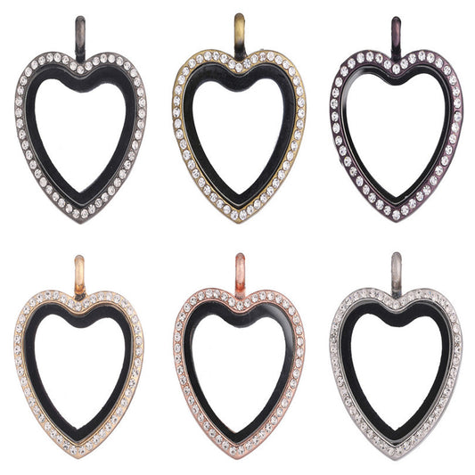 Heart-shape  floating locket necklace for charms and mini pearls  LN053-LN059