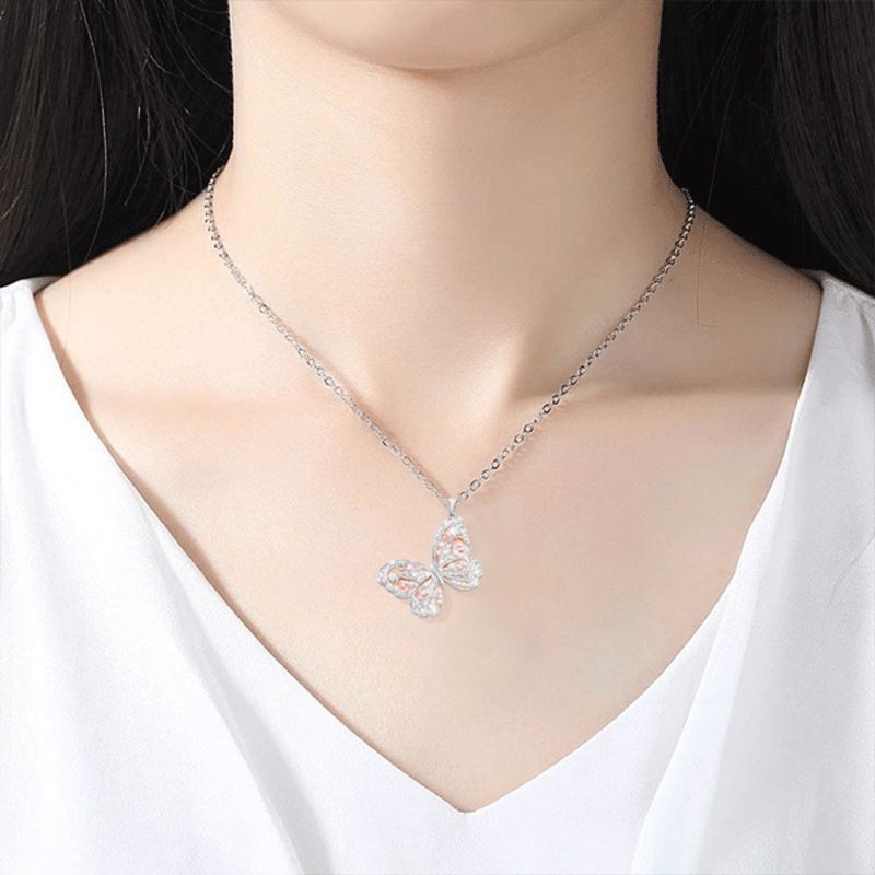 Luxury zircon Crystal Stainless Steel Necklace N069