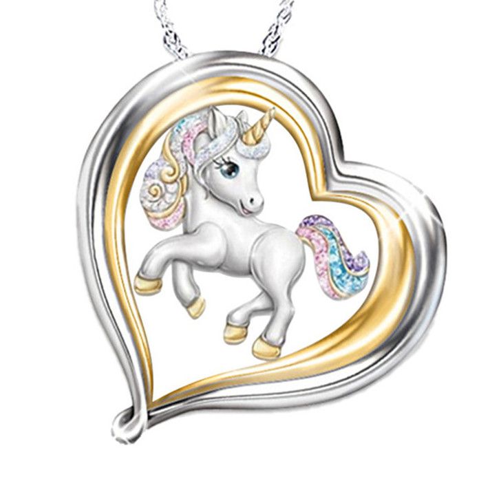 rainbow gem rhinestones zircon unicorn necklace N085-N093