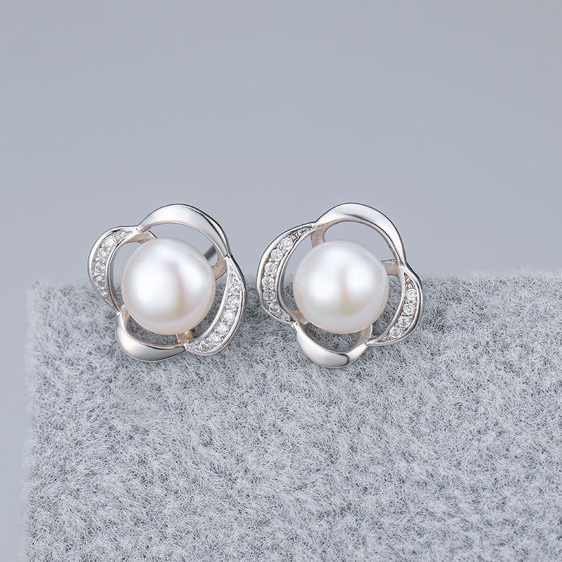 S925 sterling silver earring  setting (default no pearl)wse091-099