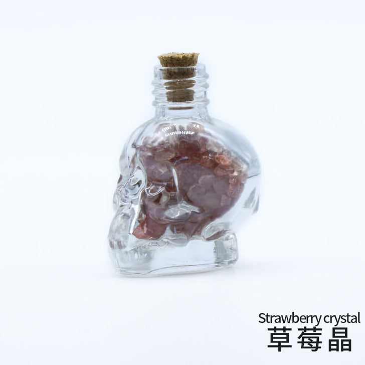 crystal stone chips in skull bottle decorations