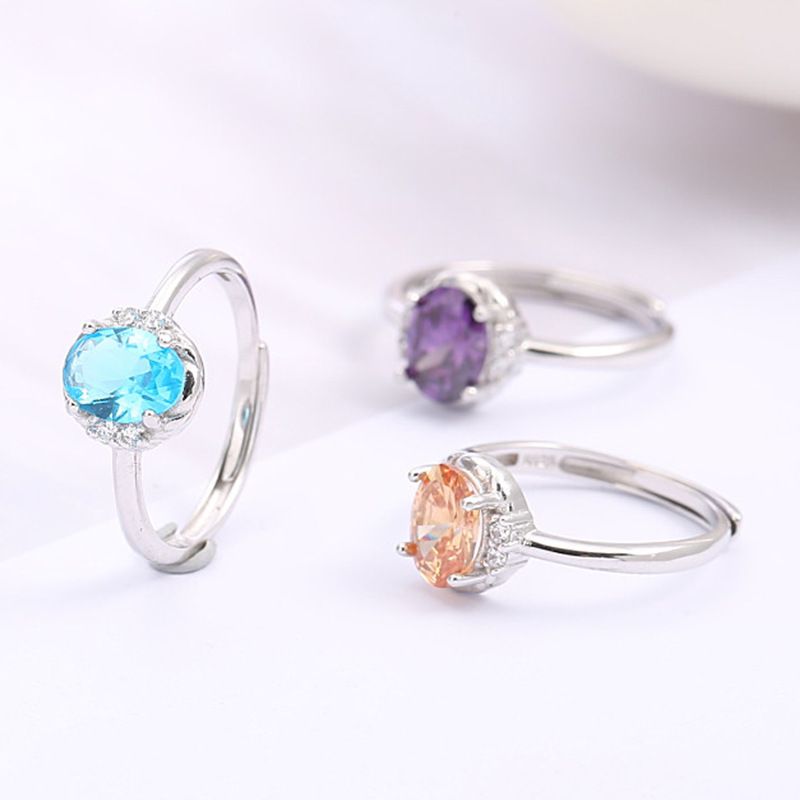 S925 sterling silver gem ring SSG392-SSG394