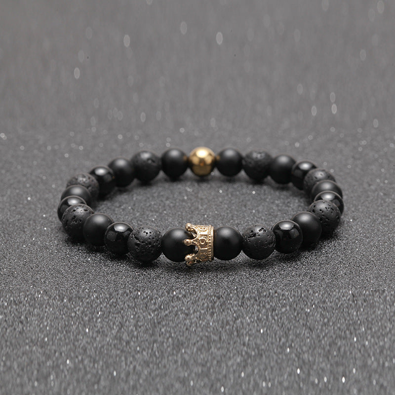 Alloy Crown Volcanic Stone Bracelet Men's Bracelet #B132-B139