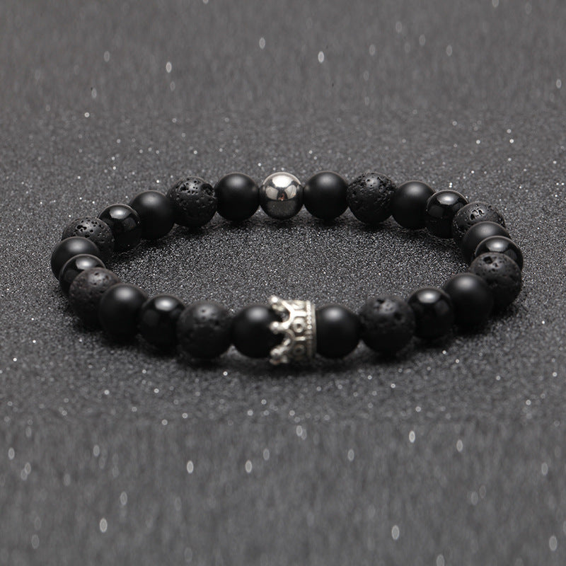 Alloy Crown Volcanic Stone Bracelet Men's Bracelet #B132-B139