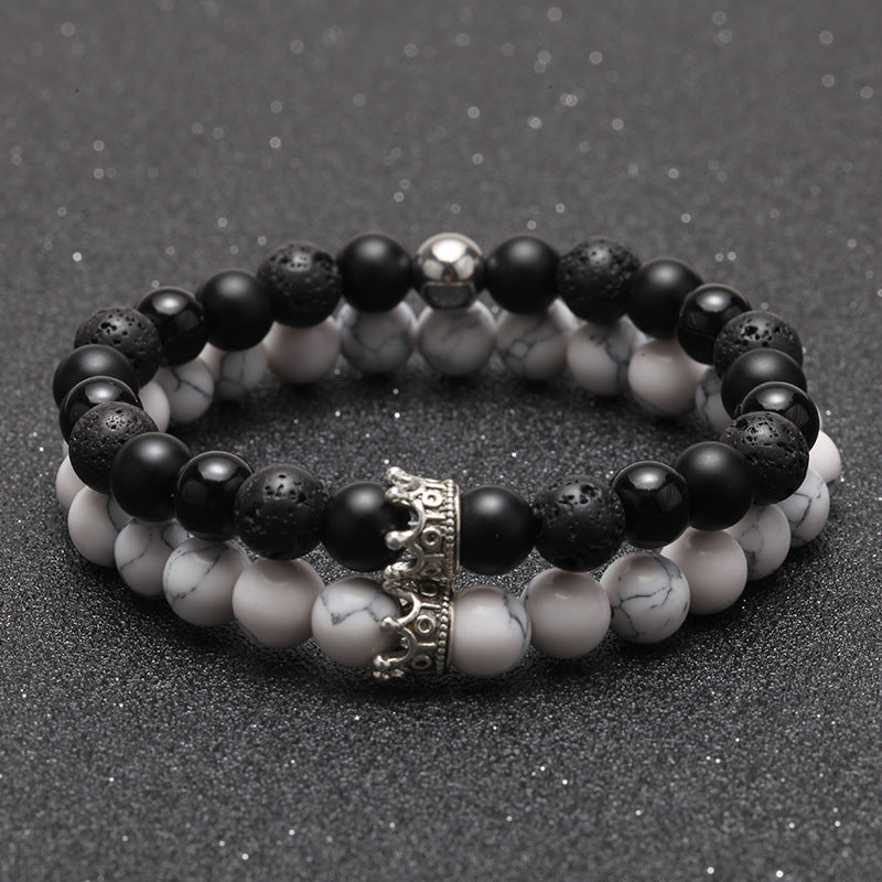 Alloy Crown Volcanic Stone Bracelet Men's Bracelet #B132-B139