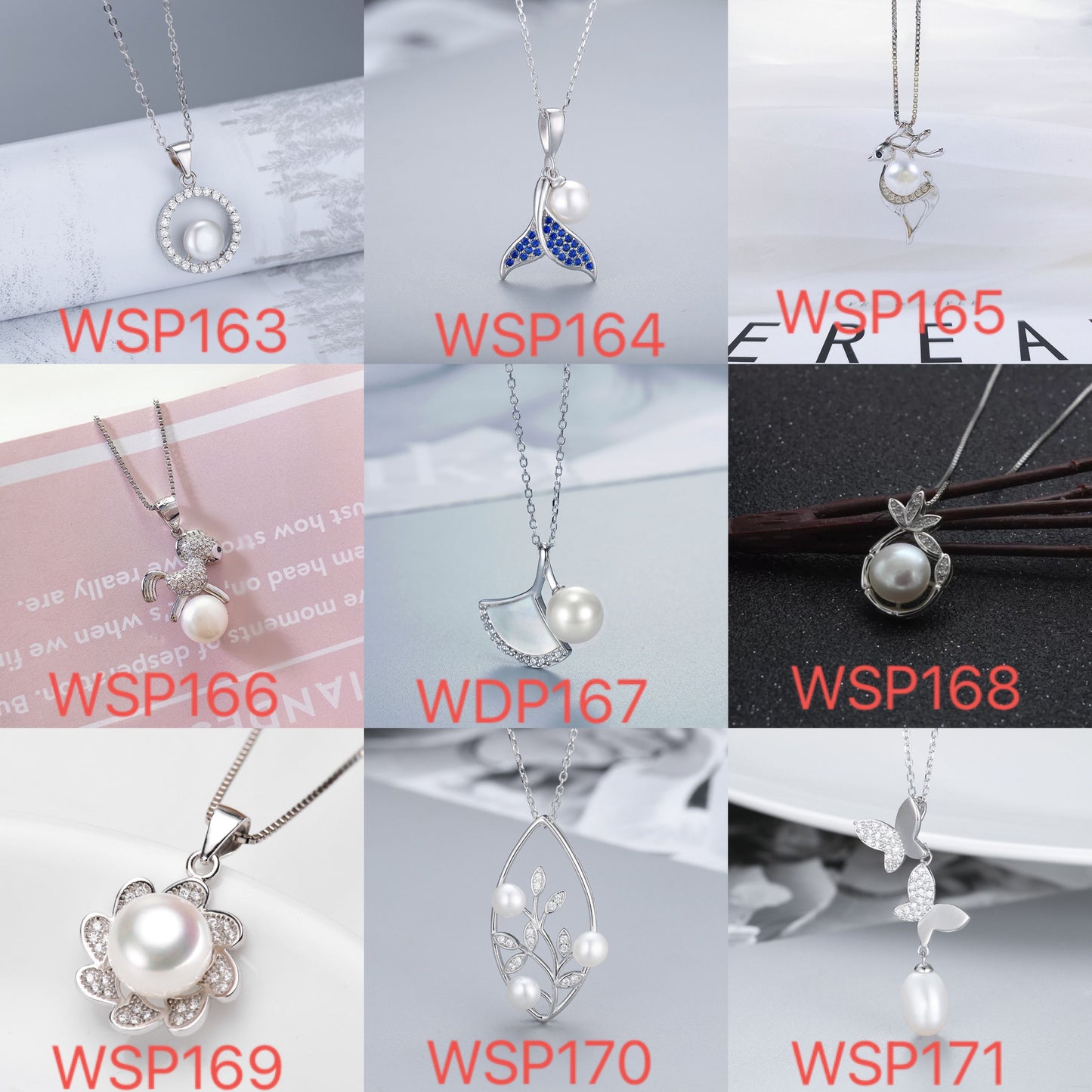 S925 sterling silver pearl pendant setting (default no pearl) wsp163-171