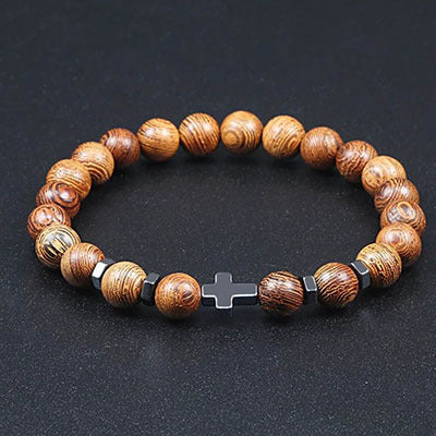 Men's Cross Black Tiger Eye Prayer Bracelet #B152-B162