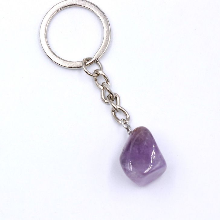 natural crystal agate stone irregular shape keychain KC065