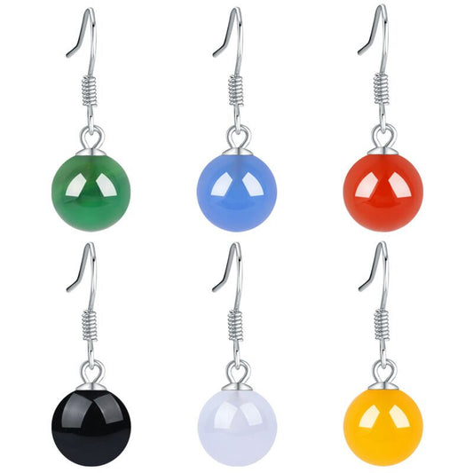 S925 sterling silver agate hook earrings #E039-E044