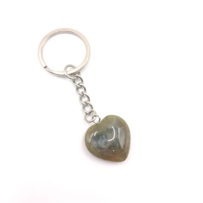 natural heart  crystal stone keychain  #KC064