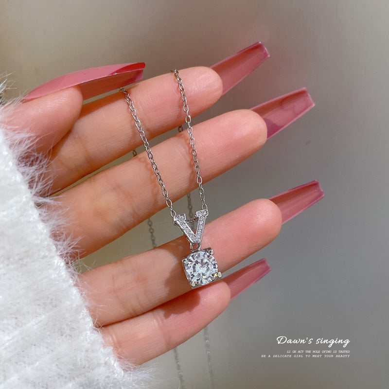 Luxury zircon Crystal Stainless Steel Necklace N001-N009