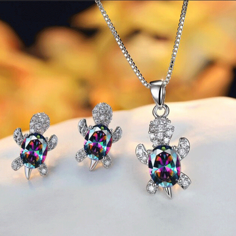 zircon turtle necklace+earring jewelry set JS009-JS016