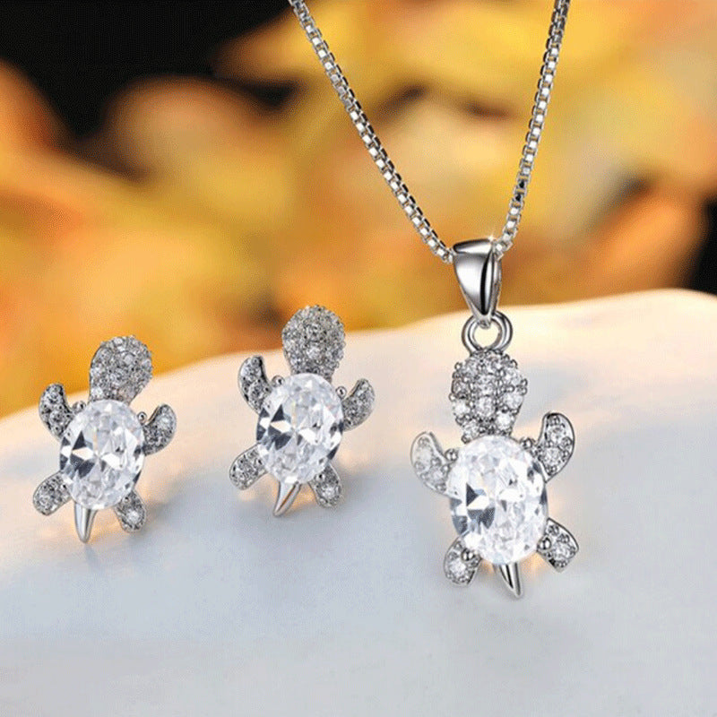 zircon turtle necklace+earring jewelry set JS009-JS016