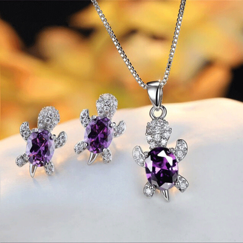 zircon turtle necklace+earring jewelry set JS009-JS016