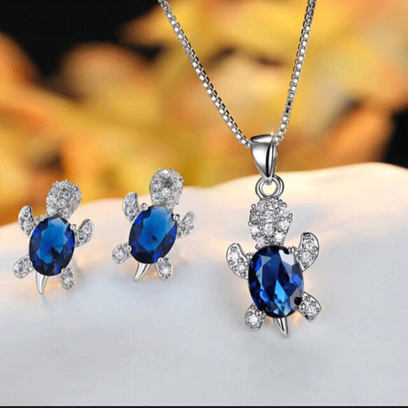 zircon turtle necklace+earring jewelry set JS009-JS016