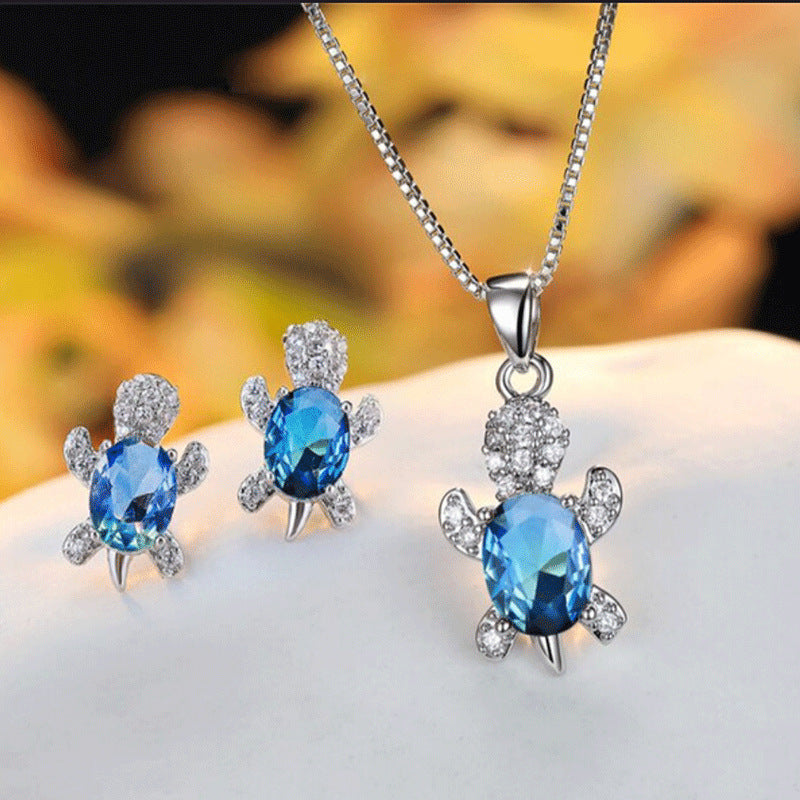 zircon turtle necklace+earring jewelry set JS009-JS016