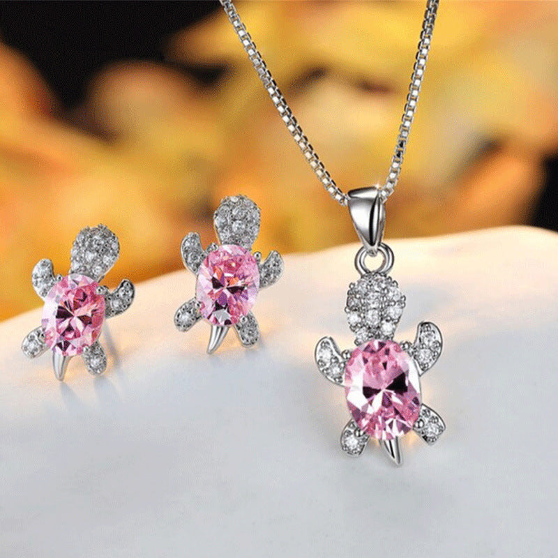 zircon turtle necklace+earring jewelry set JS009-JS016