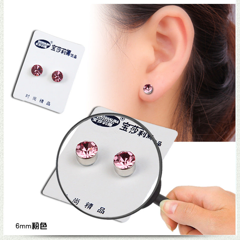 Magnetite earrings without ear holes zirconia earrings  E104