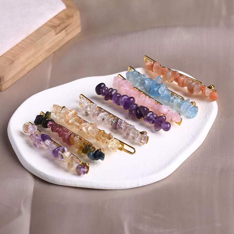 natural crystal chips hairpin