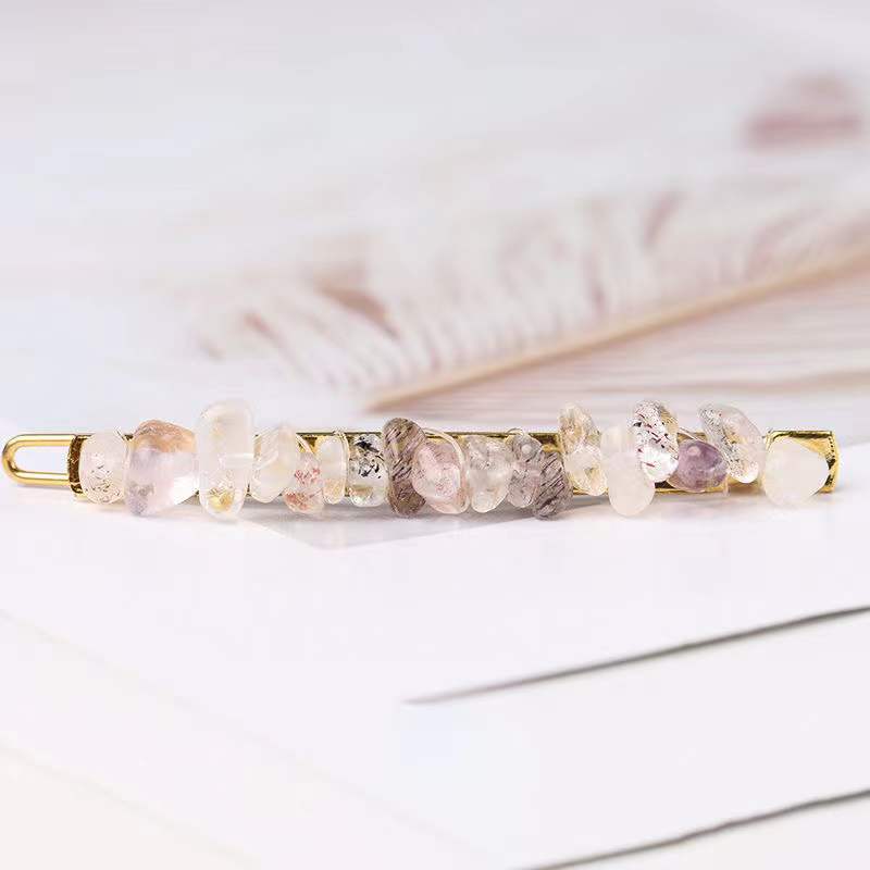 natural crystal chips hairpin