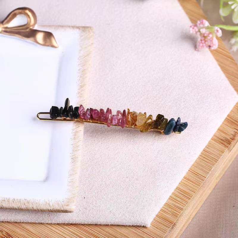 natural crystal chips hairpin