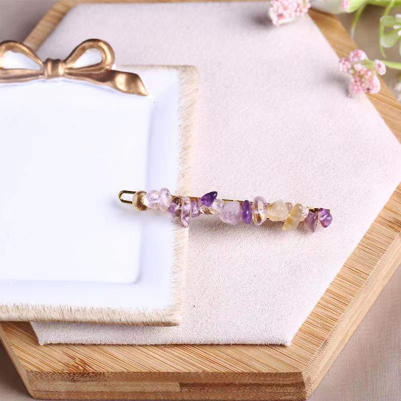 natural crystal chips hairpin