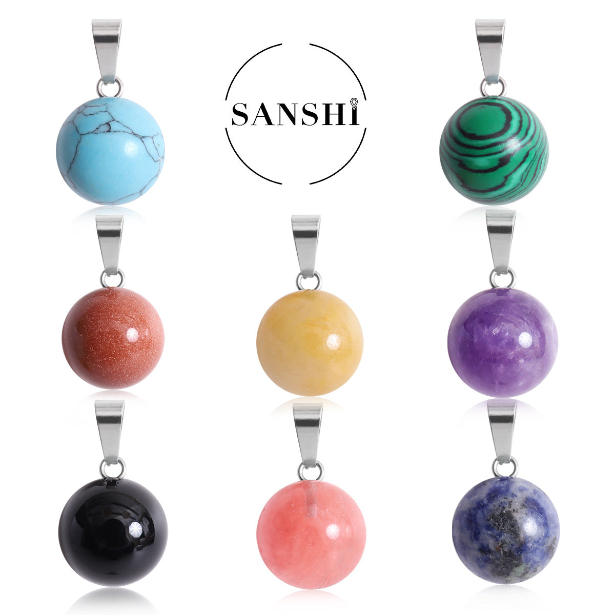 natural crystal rounds ball pendant P056