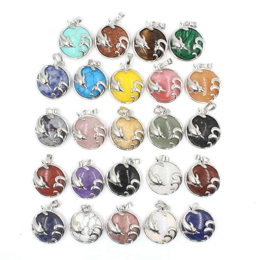 Dolphin Crystal Stone Pendant necklaces