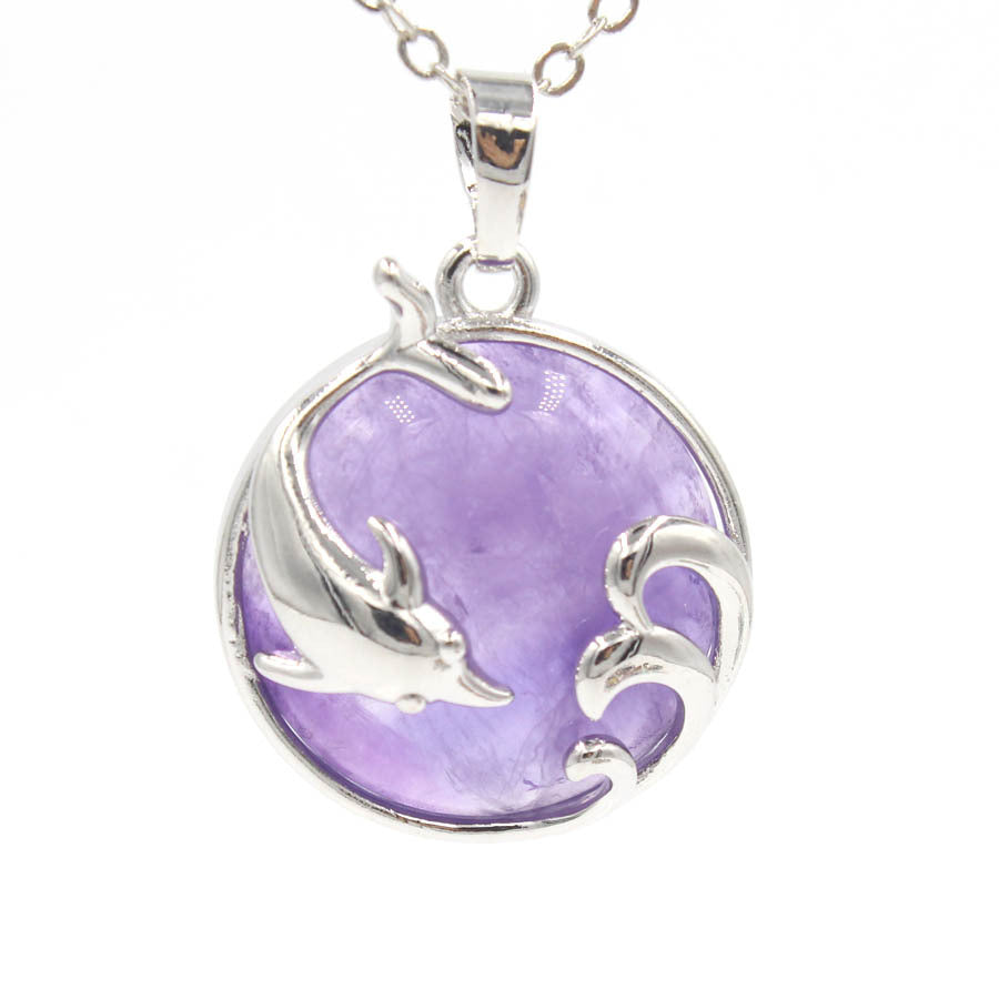 Dolphin Crystal Stone Pendant necklaces