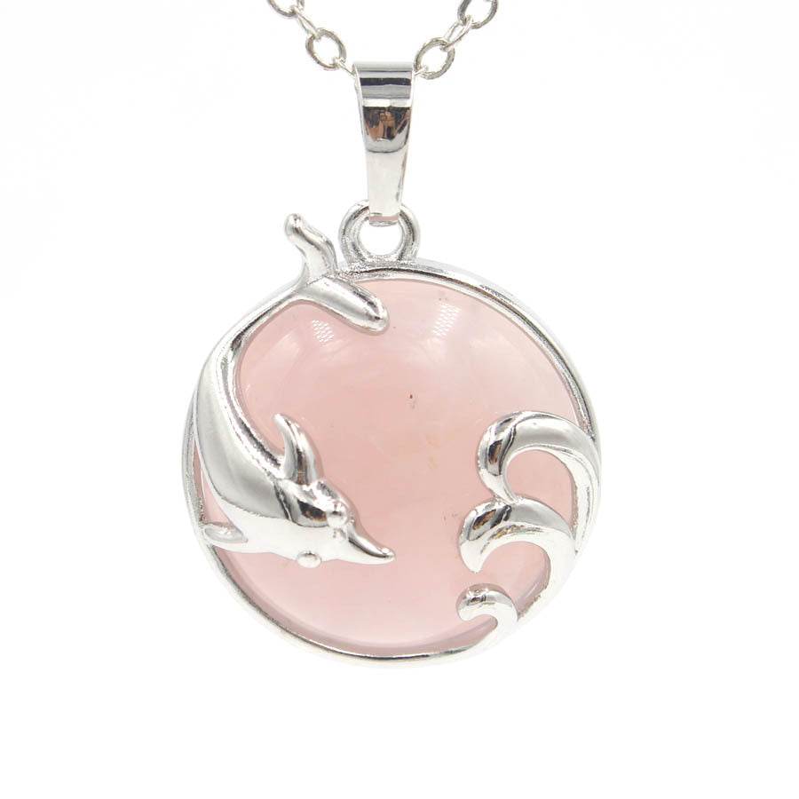 Dolphin Crystal Stone Pendant necklaces