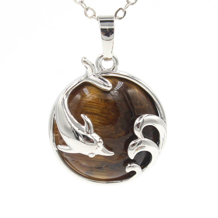 Dolphin Crystal Stone Pendant necklaces