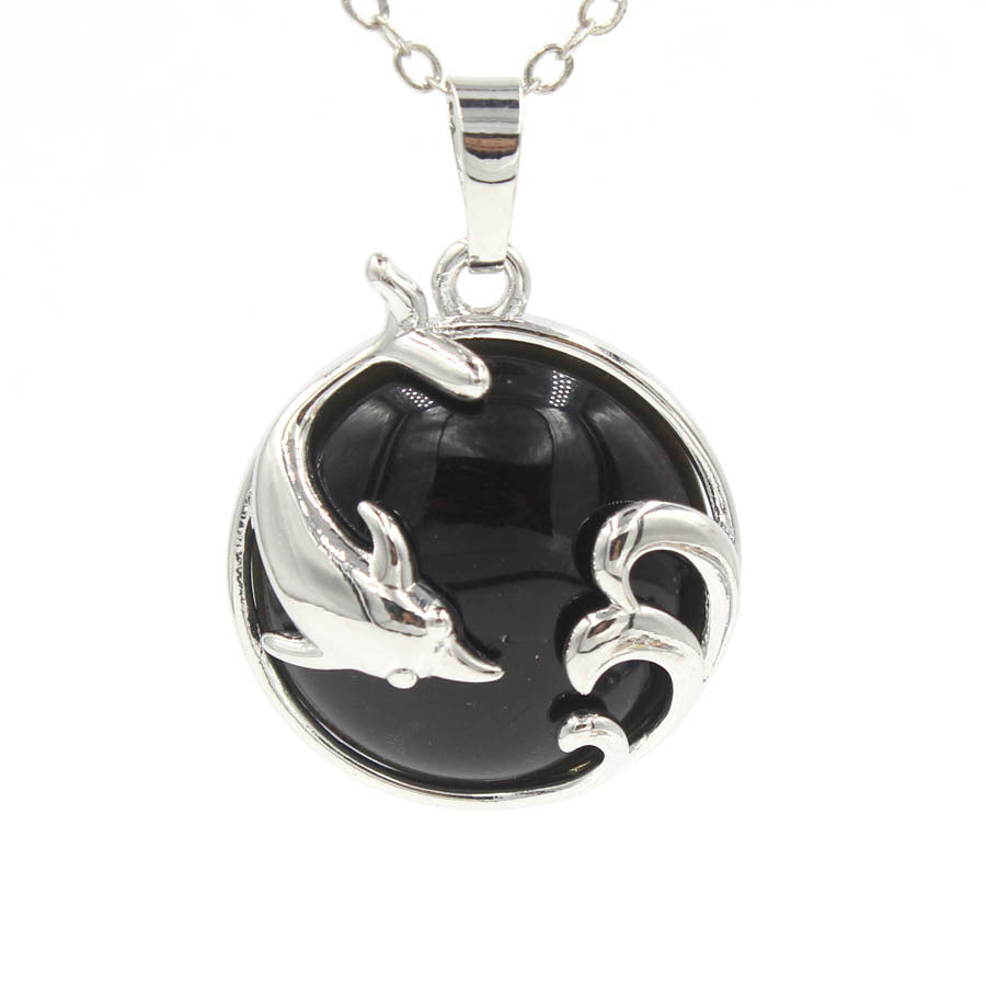 Dolphin Crystal Stone Pendant necklaces