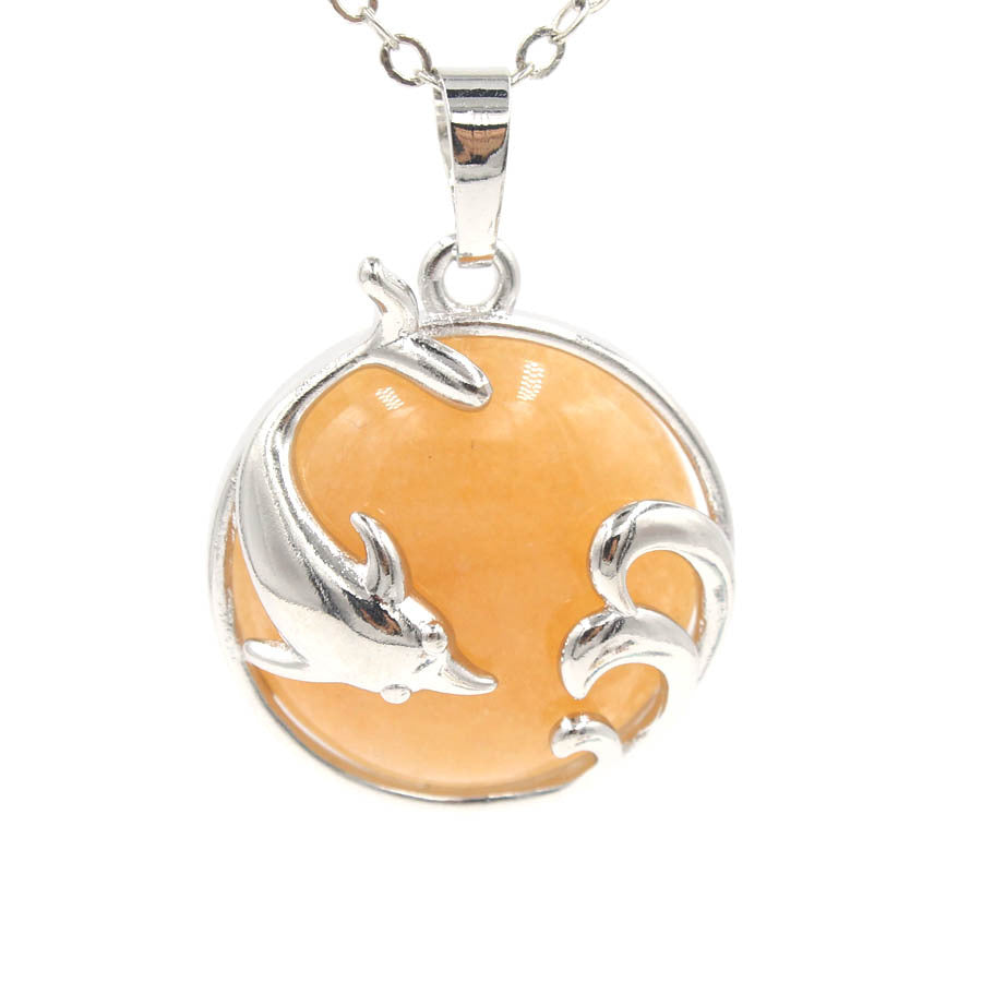 Dolphin Crystal Stone Pendant necklaces