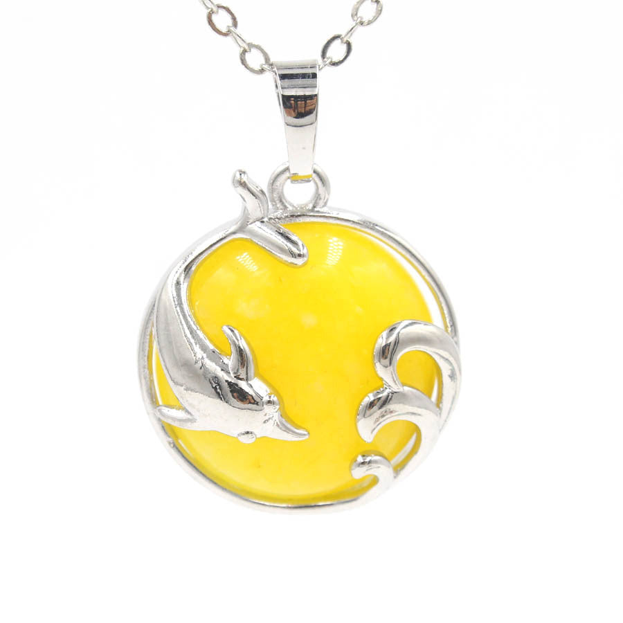 Dolphin Crystal Stone Pendant necklaces