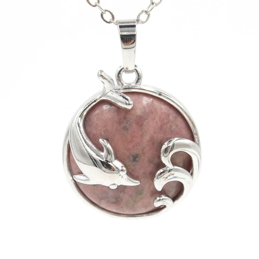 Dolphin Crystal Stone Pendant necklaces