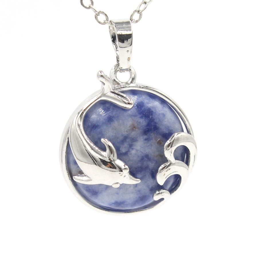 Dolphin Crystal Stone Pendant necklaces