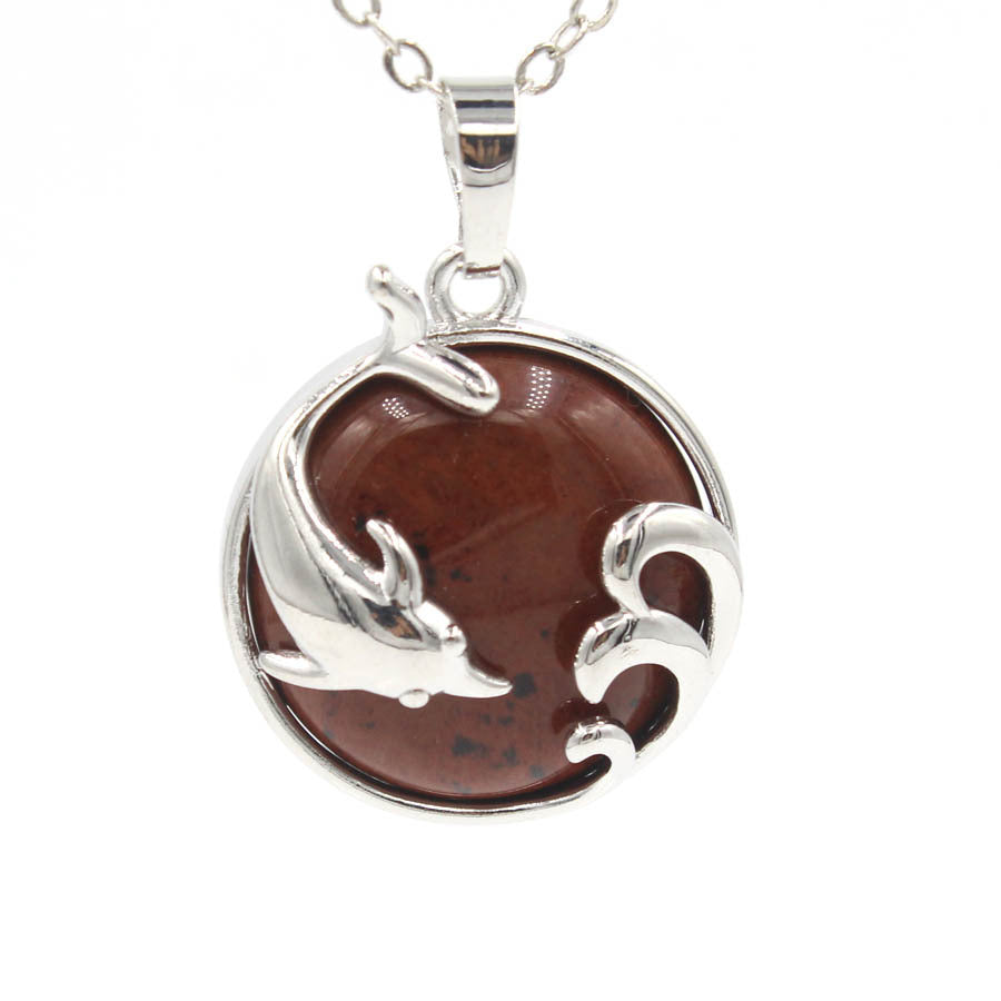 Dolphin Crystal Stone Pendant necklaces