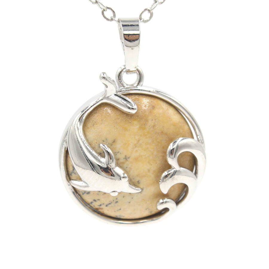 Dolphin Crystal Stone Pendant necklaces