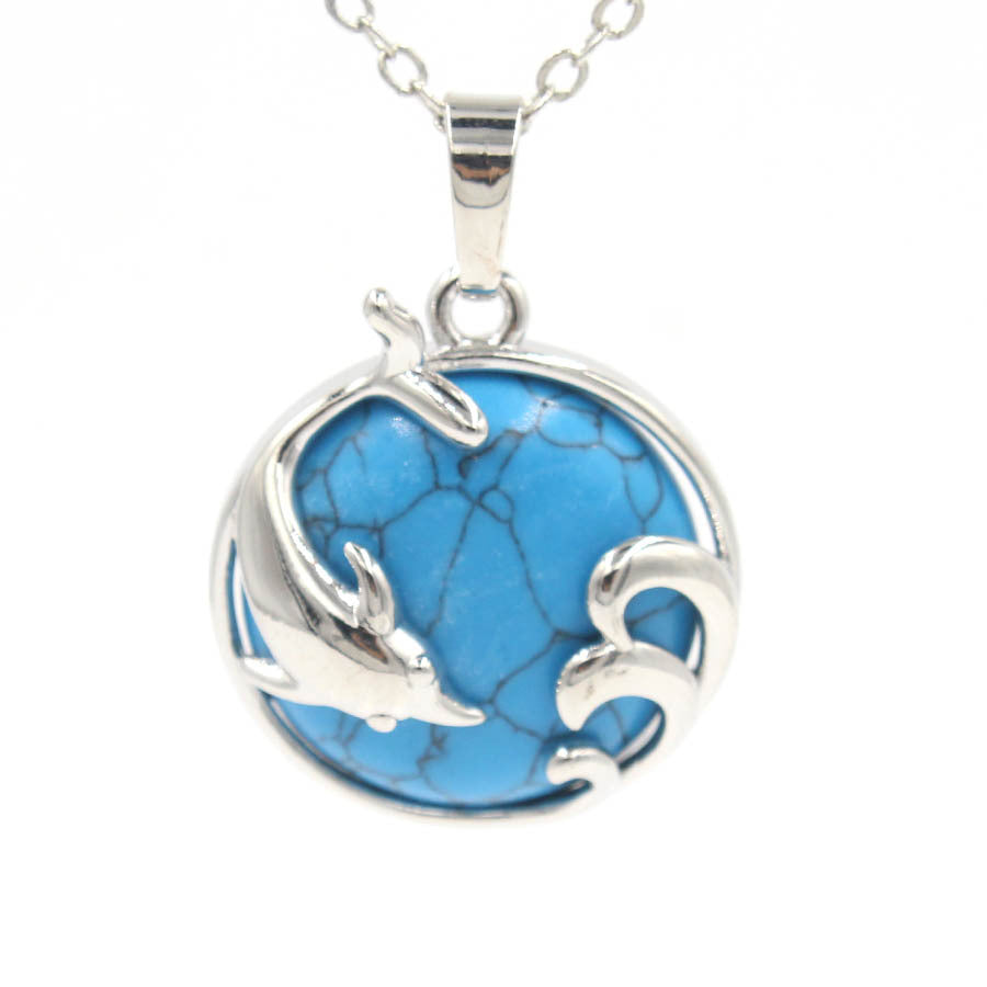 Dolphin Crystal Stone Pendant necklaces