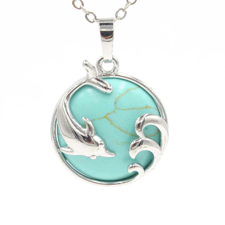 Dolphin Crystal Stone Pendant necklaces