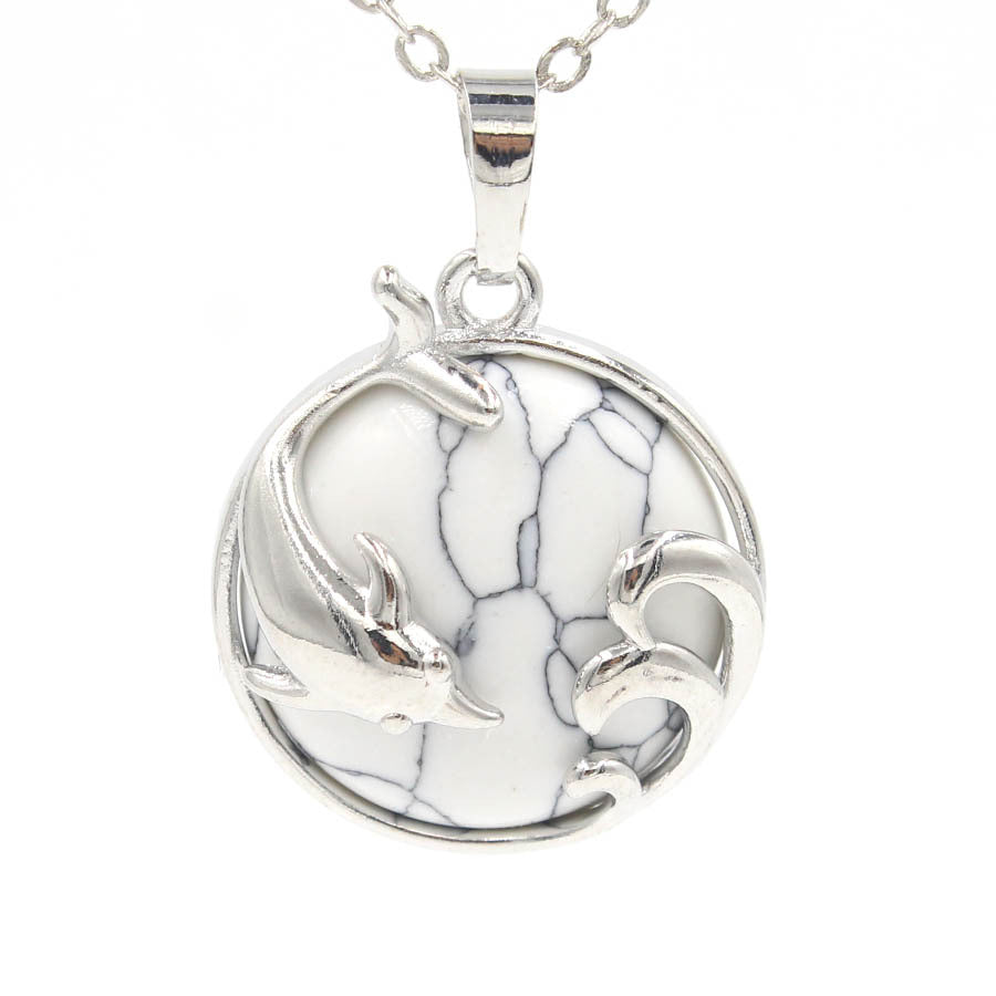 Dolphin Crystal Stone Pendant necklaces