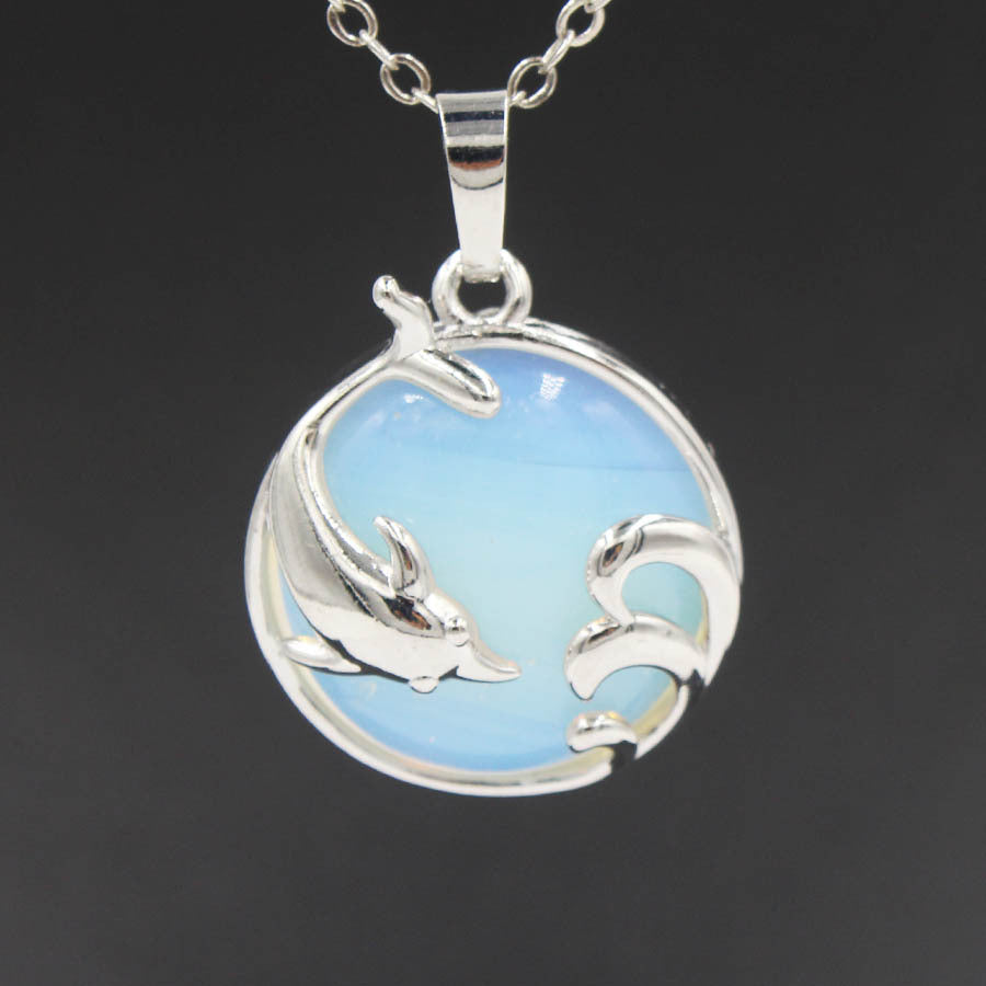 Dolphin Crystal Stone Pendant necklaces