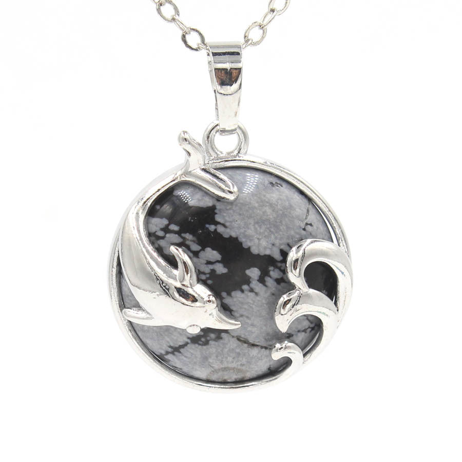 Dolphin Crystal Stone Pendant necklaces