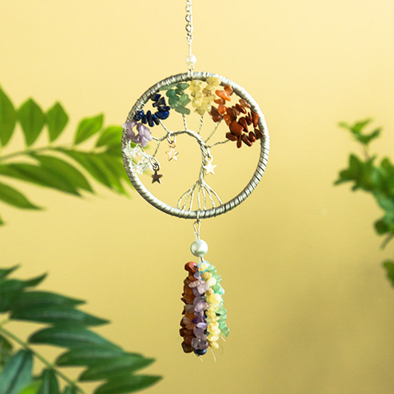 natural crystal chips dreamcatcher car decorations pendant