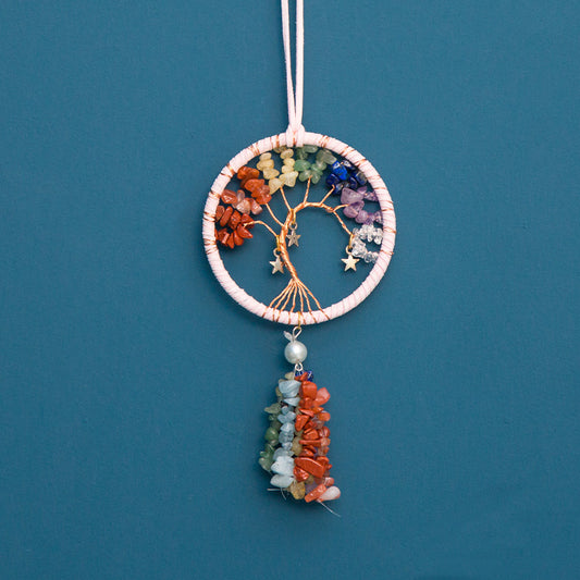 natural crystal chips dreamcatcher car decorations pendant